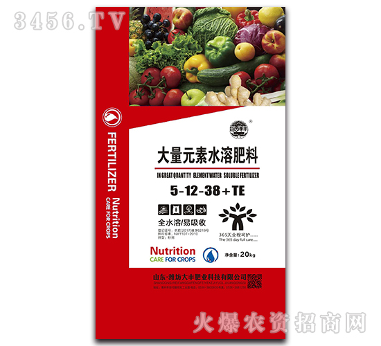 大量元素水溶肥料5-12-38+TE-田園季豐-大豐肥業