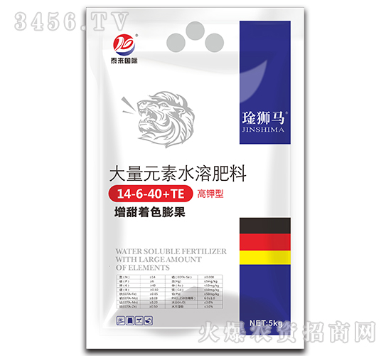 高鉀型大量元素水溶肥料14-6-40+TE-琻獅馬-泰來國際