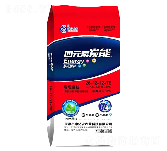 四元素炭能復合肥料26-12-12+TE-中億農