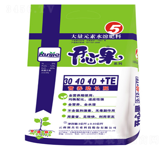 大量元素水溶肥30-10-10+TE-開心果-潤杰農科