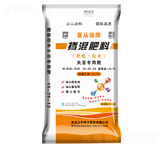 大豆專用摻混肥料15-25-12-喜從田降-田地豐肥業